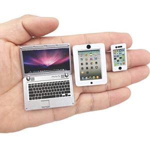 3 Pack Dollhouse Mini Laptop Tablet and Smart Phone Scene Computer Simulation Accessories for Doll 1/6 1/12 Miniatures Silver from HH-Eason