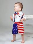 4th of July Baby Boy Clothes 6-9 Months,My First 4th of July Baby Boy Outfit American Flag Onesie + Star Stripe Strap Short Pants + Bow Tie 3Pcs Summer Baby Boy Clothes from 