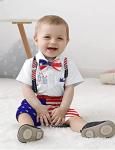 4th of July Baby Boy Clothes 6-9 Months,My First 4th of July Baby Boy Outfit American Flag Onesie + Star Stripe Strap Short Pants + Bow Tie 3Pcs Summer Baby Boy Clothes from 