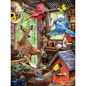 Bits and Pieces - 300 Piece Jigsaw Puzzle for Adults Â 18" x 24" - Nesting in The Shed - 300 pc Coundry Garden Shed Animal Nature Bird Farm Doe Wildlife Birdhouse Jigsaw by Artist Larry Jones from Melville Direct