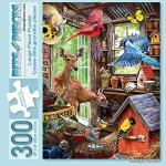 Bits and Pieces - 300 Piece Jigsaw Puzzle for Adults Â 18" x 24" - Nesting in The Shed - 300 pc Coundry Garden Shed Animal Nature Bird Farm Doe Wildlife Birdhouse Jigsaw by Artist Larry Jones from Melville Direct