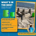 Create A Castle Sandcastle Kit as Seen on Shark Tank, 5 Piece Outdoor Beach, Snow or Sandbox Toy Set for Kids and Adults, Sand Castle Towers, Building Tools, Mesh Storage Backpack - Deluxe Green from Create A Castle
