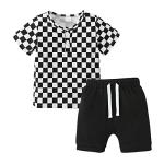 nilikastta Toddler Baby Boy Clothes, 2Pcs Infant Boy Outfit Lattice Shirt + Shorts Sets Newborn Summer Outfit (2T-3T) by 