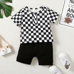 nilikastta Toddler Baby Boy Clothes, 2Pcs Infant Boy Outfit Lattice Shirt + Shorts Sets Newborn Summer Outfit (2T-3T) by 