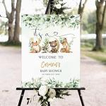 Personalized Woodland Baby Shower Welcome Sign, Baby Welcome Sign, Baby Shower Sign, Woodland Animals Baby Shower, Greenery Baby Shower, Baby Shower Decorations by Buta Leather Goods