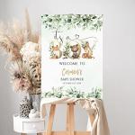 Personalized Woodland Baby Shower Welcome Sign, Baby Welcome Sign, Baby Shower Sign, Woodland Animals Baby Shower, Greenery Baby Shower, Baby Shower Decorations by Buta Leather Goods