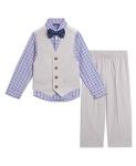 Nautica Baby Boys' 4-Piece Set with Dress Shirt, Vest, Pants, and Tie, Light Stone, 3-6 Months from Nautica