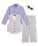 Nautica Baby Boys' 4-Piece Set with Dress Shirt, Vest, Pants, and Tie, Light Stone, 3-6 Months from Nautica