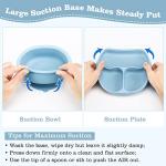 Silicone Baby Feeding Set, Baby Led Weaning Supplies with Suction Bowl Divided Plate, Toddler Self Feeding Dish Set with Spoons Forks Sippy Cup Adjustable Bib, Eating Utensils for 6+ Months(Blue) from Shenzhen Kean Silicone Product Co.,Ltd.