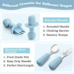Silicone Baby Feeding Set, Baby Led Weaning Supplies with Suction Bowl Divided Plate, Toddler Self Feeding Dish Set with Spoons Forks Sippy Cup Adjustable Bib, Eating Utensils for 6+ Months(Blue) from Shenzhen Kean Silicone Product Co.,Ltd.