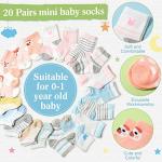 21 Pcs Baby Shower Games Include Baby Sock Hunt Sign and 20 Pair Small Cotton Baby Socks Wooden Greenery Table Sign with Holder Baby Shower Game Prize for Boy and Girl Gender Reveal Party Favors by Hoteam