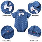 DISAUR Baby Boy Clothes Suits,Infant Gentleman Outfits Short Sleeves Romper +BowTie + Suspender Pants Wedding Set 0-18 Months(Blue,0-3Months) by 