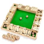ropoda Shut The Box Dice Game Wooden (2-4 Players) for Kids & Adults [4 Sided Large Wooden Board Game, 8 Dice + Shut The Box Rules] Amusing Game for Learning Addition, 12 inch by ROPODA