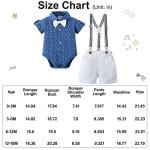 DISAUR Baby Boy Clothes Suits,Infant Gentleman Outfits Short Sleeves Romper +BowTie + Suspender Pants Wedding Set 0-18 Months(Blue,0-3Months) by 
