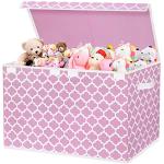 homyfort Toy Box for Girls,Kids - Large Toy Chest Organizers and Storage Boxes with Flip-Top Lid, Collapsible Container Bins for Playroom, Nursery, Closet, Living Room, 24.5"x13"x16" (Pink) by homyfort