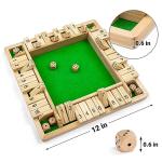 ropoda Shut The Box Dice Game Wooden (2-4 Players) for Kids & Adults [4 Sided Large Wooden Board Game, 8 Dice + Shut The Box Rules] Amusing Game for Learning Addition, 12 inch by ROPODA