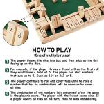 ropoda Shut The Box Dice Game Wooden (2-4 Players) for Kids & Adults [4 Sided Large Wooden Board Game, 8 Dice + Shut The Box Rules] Amusing Game for Learning Addition, 12 inch by ROPODA