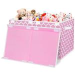 homyfort Toy Box for Girls,Kids - Large Toy Chest Organizers and Storage Boxes with Flip-Top Lid, Collapsible Container Bins for Playroom, Nursery, Closet, Living Room, 24.5"x13"x16" (Pink) by homyfort