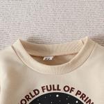 Baby Boys Girls French Terry Crewneck Sweatshirt Letter Printed Casual Sweater Tops Shirts Clothes Hooded Sweat Top Beige from Generic