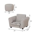 Kids Sofa Chair with Ottoman/PVC Leather Toddler Couch with Plastic Legs/Upholstered Children Armchair for Kids Under 4 Years Old/Single Seat with Stool (Light Gray) by Getifun