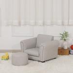 Kids Sofa Chair with Ottoman/PVC Leather Toddler Couch with Plastic Legs/Upholstered Children Armchair for Kids Under 4 Years Old/Single Seat with Stool (Light Gray) by Getifun