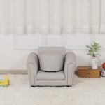 Kids Sofa Chair with Ottoman/PVC Leather Toddler Couch with Plastic Legs/Upholstered Children Armchair for Kids Under 4 Years Old/Single Seat with Stool (Light Gray) by Getifun