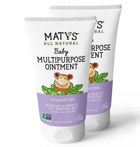 Maty's All Natural Multipurpose Baby Ointment for Diaper Rash, Cradle Cap, Dry Skin, Chapped Lips and More - Petroleum & Fragrance Free - Made with Coconut & Jojoba Oils - 3.75 oz. - 2 Pack from Matys