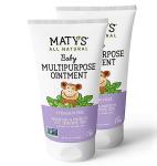 Maty's All Natural Multipurpose Baby Ointment for Diaper Rash, Cradle Cap, Dry Skin, Chapped Lips and More - Petroleum & Fragrance Free - Made with Coconut & Jojoba Oils - 3.75 oz. - 2 Pack from Matys