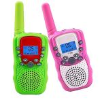 Wcfish Walkie Talkies for Kids 2 Pack 22 Channels 2 Way Radio with Backlight LCD Flashlight 3KMs Long Range Kids Toys for 3-12 Years Children's Outdoor Adventure Camping Hiking Game (Green+Pink) from Wcfish