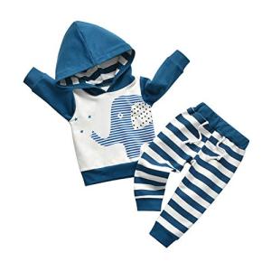 Toddler Infant Baby Boy Clothes Elephant Long Sleeve Hoodie Tops Sweatsuit Pants Outfit Set (6-9 Months) from 