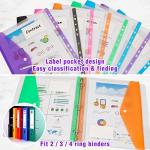 FYY 12PCS Binder Pocket, Clear Binder Organizer File Folders for 3 Ring, 11 Holes, A4 Letter Size Poly Document Envelopes Pouch with Snap Button & Label for School Office Supplies, 1 from FYY