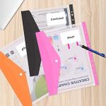 FYY 12PCS Binder Pocket, Clear Binder Organizer File Folders for 3 Ring, 11 Holes, A4 Letter Size Poly Document Envelopes Pouch with Snap Button & Label for School Office Supplies, 1 from FYY