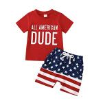 CenturyX Toddler Baby Boy Summer Shorts Clothes Short Sleeve T shirt Tops with Shorts Infant Boy Casual Outfit Sets (Red Stars Stripes, 18-24 Months) from 