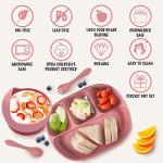 Littlesol Baby Led Weaning Supplies - Complete Silicone Baby Feeding Set - Includes Baby Plate, Spoon, Fork, Bib, Bowl, Water & Snack Cup - Food Grade Silicone BPA Free - Dishwasher Safe (Dark Pink) from littlesol