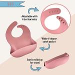 Littlesol Baby Led Weaning Supplies - Complete Silicone Baby Feeding Set - Includes Baby Plate, Spoon, Fork, Bib, Bowl, Water & Snack Cup - Food Grade Silicone BPA Free - Dishwasher Safe (Dark Pink) from littlesol