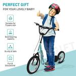 Aosom Youth Scooter, Teens Kick Scooter, Adjustable Handlebar Ride On Toy for 5+ w/Front and Rear Dual Brakes Inflatable Wheels, Blue from 