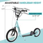 Aosom Youth Scooter, Teens Kick Scooter, Adjustable Handlebar Ride On Toy for 5+ w/Front and Rear Dual Brakes Inflatable Wheels, Blue from 