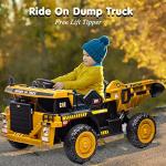12v Ride On Dump Truck for Kids Ride On Car with Remote Control Electric Construction Vehicles with Electric Dump Bed/Shovel 2wd Power Ride-on Wheels Ride On Toys for Boys Girls, Dark Yellow from NEWQIDA