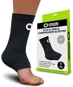 Ankle Brace Compression Sleeve for Men & Women (1 Pair) - Best Ankle Support Foot Braces for Pain Relief, Injury Recovery, Swelling, Sprain, Achilles Tendon Support, Heel Spur, Plantar Fasciitis Socks by Crucial Compression