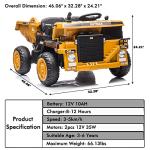 12v Ride On Dump Truck for Kids Ride On Car with Remote Control Electric Construction Vehicles with Electric Dump Bed/Shovel 2wd Power Ride-on Wheels Ride On Toys for Boys Girls, Dark Yellow from NEWQIDA