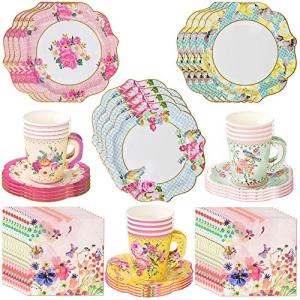 Talking Tables Vintage Tea Party Supplies | Floral Paper Party Plates, Napkins, Tea Cups and Saucer Sets | Great for Tea Parties, Weddings, Bridal Showers, Baby Showers and Birthday Parties by Talking Tables
