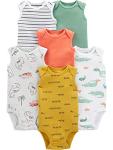 Simple Joys by Carter's Unisex Baby Sleeveless Bodysuits, Pack of 6, Trucks/Dinosaur/Alligator, 6-9 Months by Carter's Simple Joys - Private Label