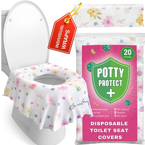 20 Pack XL Disposable Toilet Seat Covers for Kids and Adults by Eli with Love - Extra Large Full Cover Disposable Potty Seat Covers - Travel Potty Seat Covers for Toddlers and Adultsâ¦ (Floral) by Eli with Love