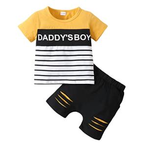 Baby 18 Months Boy Clothes Summer Toddler Outfits Boy Cotton Shorts Sets Little Boy Clothing Sets Summer Toddler Boy Clothes 18-24 Months Yellow by 