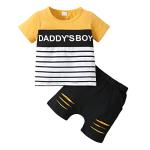 Baby 18 Months Boy Clothes Summer Toddler Outfits Boy Cotton Shorts Sets Little Boy Clothing Sets Summer Toddler Boy Clothes 18-24 Months Yellow by 