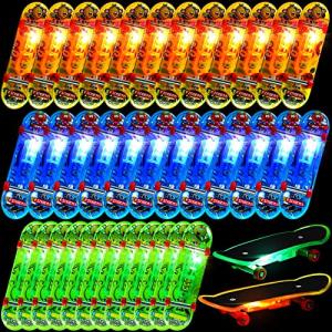 36 Pieces Light up Mini Finger Skateboards LED Fingerboard Creative Fingertips Movement Party Favors Novelty Creative Toys Finger Skater Party Supplies Props Decoration Glow in the Dark Party Supplies from Sosation