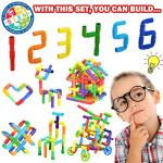 250 Pieces STEM Building Blocks, Pipe Tube Sensory Toys, Creative Tube Locks Construction Set with Wheels, with Storage Box, Preschool Educational Learning Toys, Present Gift for Boys Girls Aged 3+ by WishaLife