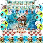 54Pcs Moana Birthday Party Supplies Set, 5*3ft Backdrop, 12 inch Latex Balloons, Cupcake, Cake Topper, Tablecloth, Hanging Swirls, Happy Birthday Banner for Moana Themed Birthday Party Supplies Decorations by JIUKUAI