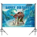 54Pcs Moana Birthday Party Supplies Set, 5*3ft Backdrop, 12 inch Latex Balloons, Cupcake, Cake Topper, Tablecloth, Hanging Swirls, Happy Birthday Banner for Moana Themed Birthday Party Supplies Decorations by JIUKUAI