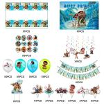 54Pcs Moana Birthday Party Supplies Set, 5*3ft Backdrop, 12 inch Latex Balloons, Cupcake, Cake Topper, Tablecloth, Hanging Swirls, Happy Birthday Banner for Moana Themed Birthday Party Supplies Decorations by JIUKUAI